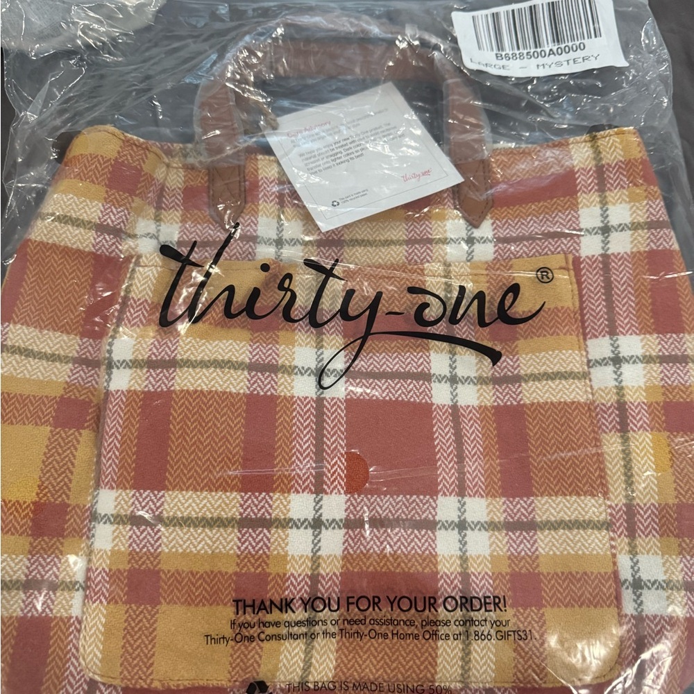 Thirty-One Plaid Tote Bag